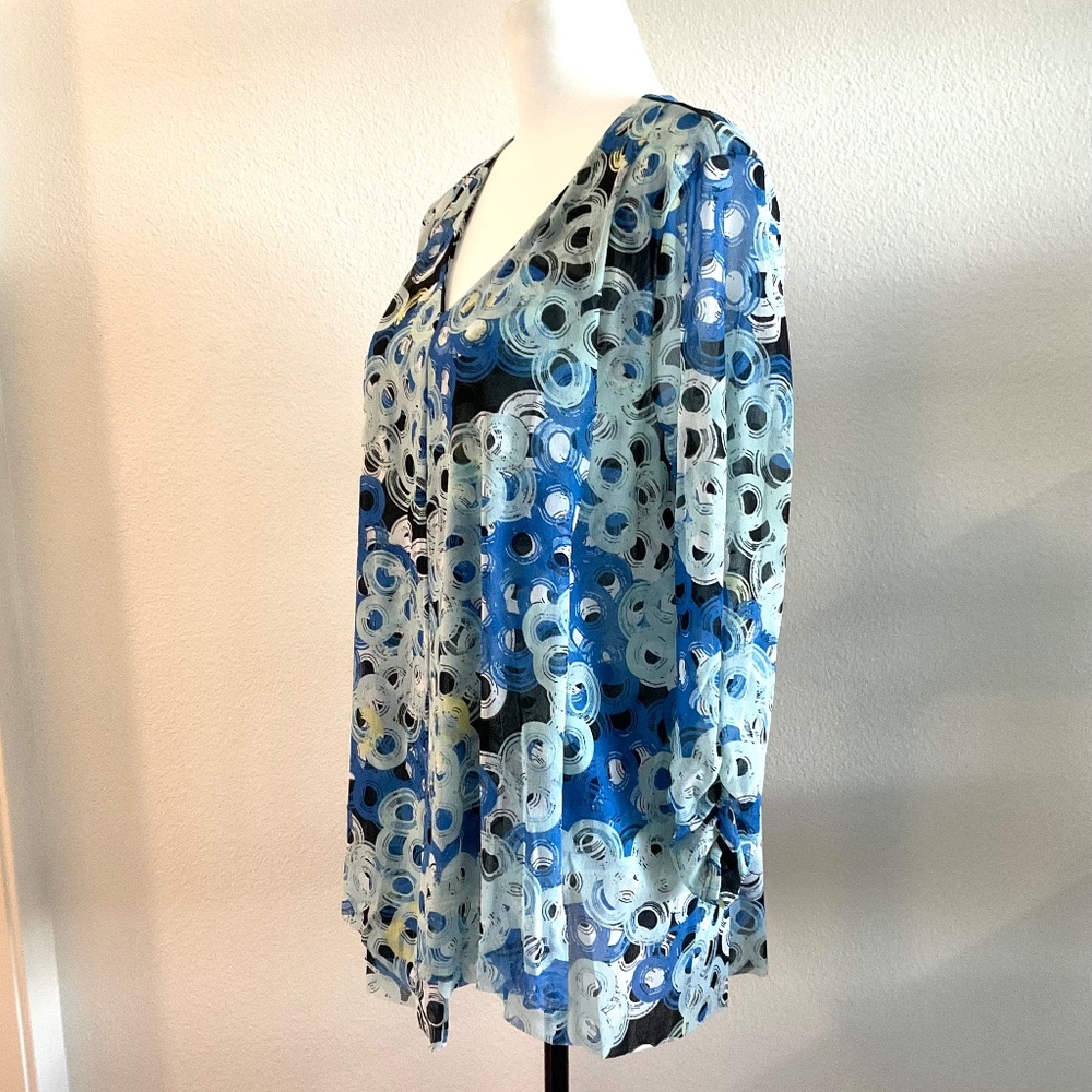 ALFANI Blue Black Lightweight Layered Blouse Size Extra Large - Picture 4 of 11